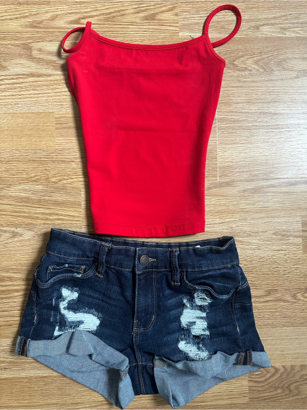 Ultralowrise dark wash Jean shorts
